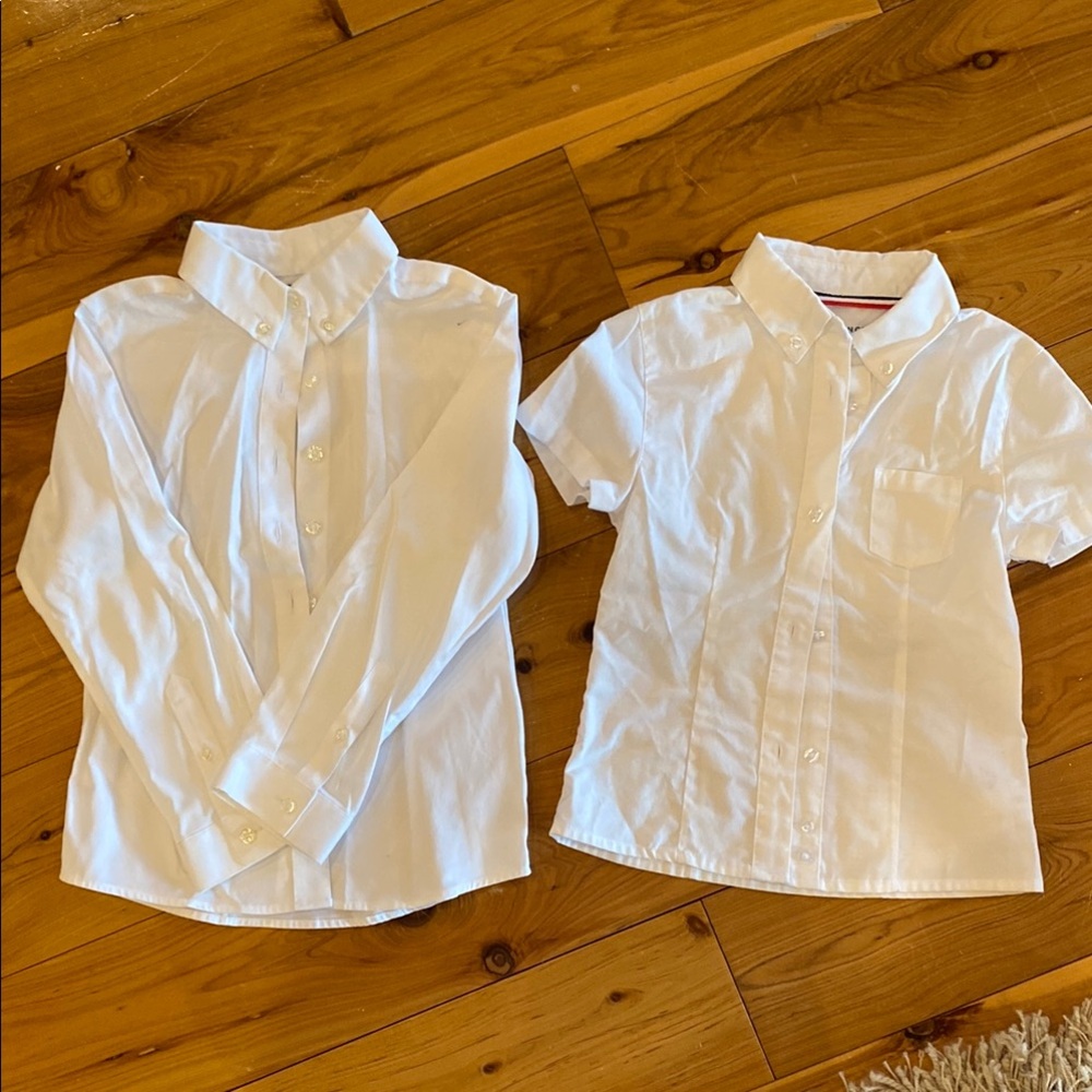 Lands' End White Button Down Shirts Crisp Cotton Classic